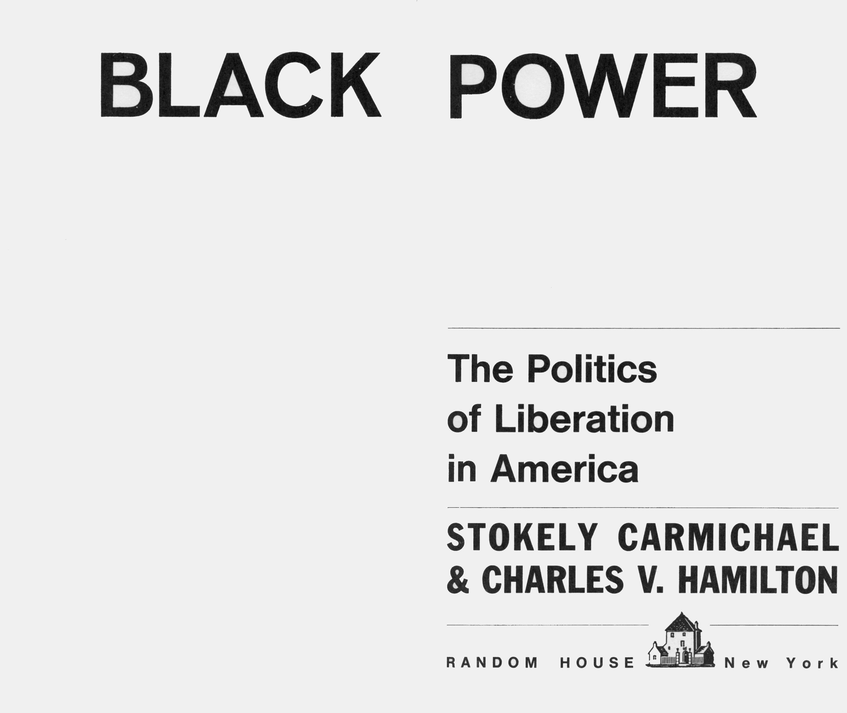 title page of Stokely Carmichael and Charles Hamilton's book Black Power